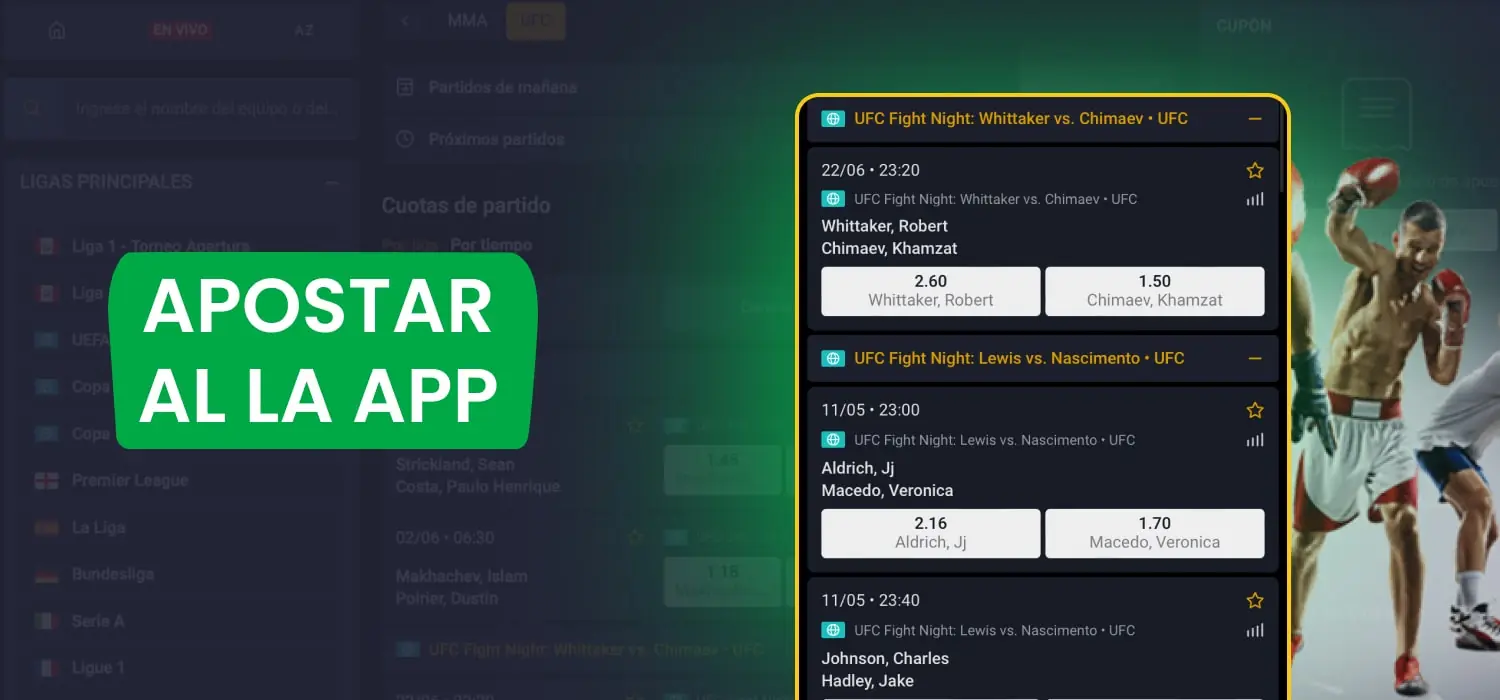 apostar en ufc en aplicación móvil