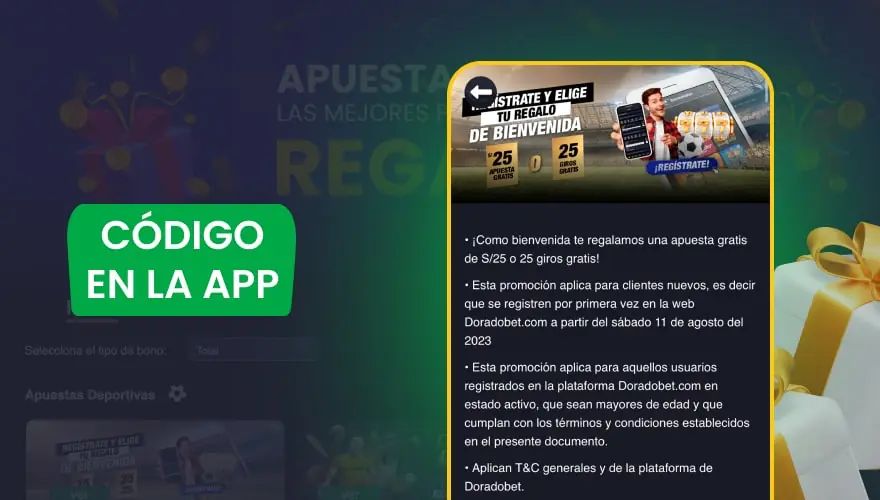 c&oacute;digo promocional en la aplicaci&oacute;n m&oacute;vil